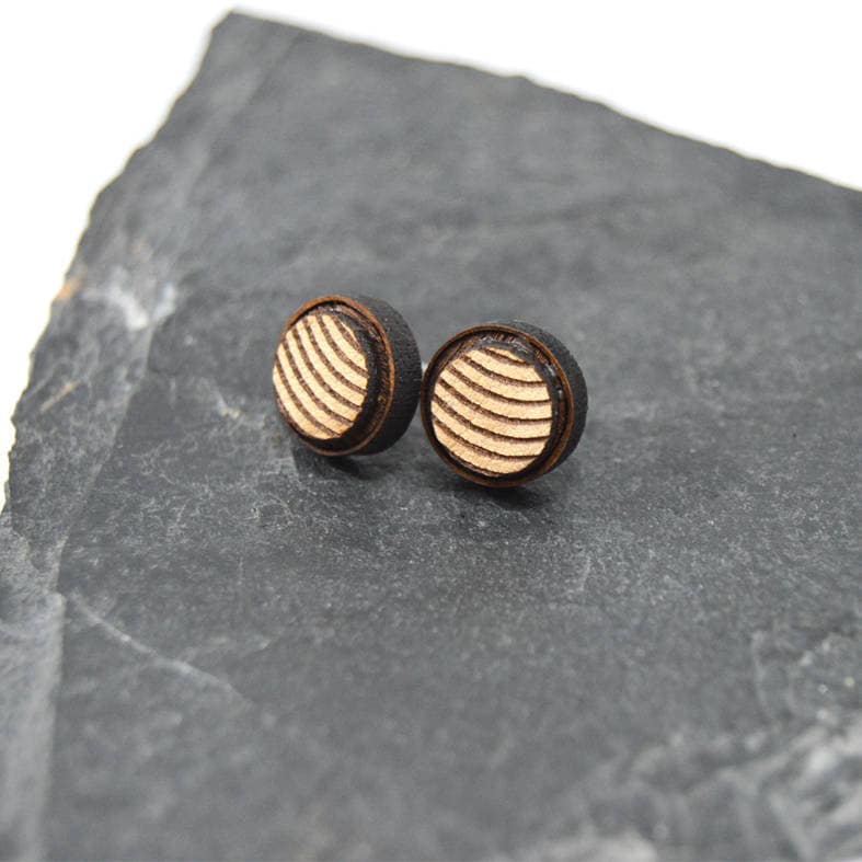 Simple Studs Handmade Round Wooden Stud Earrings Domed Bocote Wood Studs Wooden Stud Earrings Round Studs