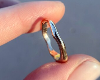 Artisan Gift for Her Edna Surrealist Gemstone Molten Gold Ring 18K Gold Filled Colorful Gemstone Chunky Gold Band
