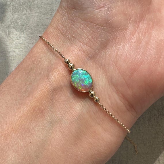 14K Yellow gold bracelet with Australian Crystal Opal