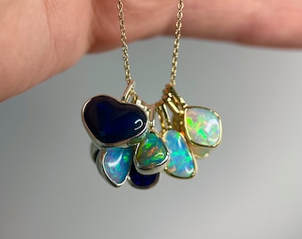 Sterling silver and 14K Yellow gold pendants with Australian Opals