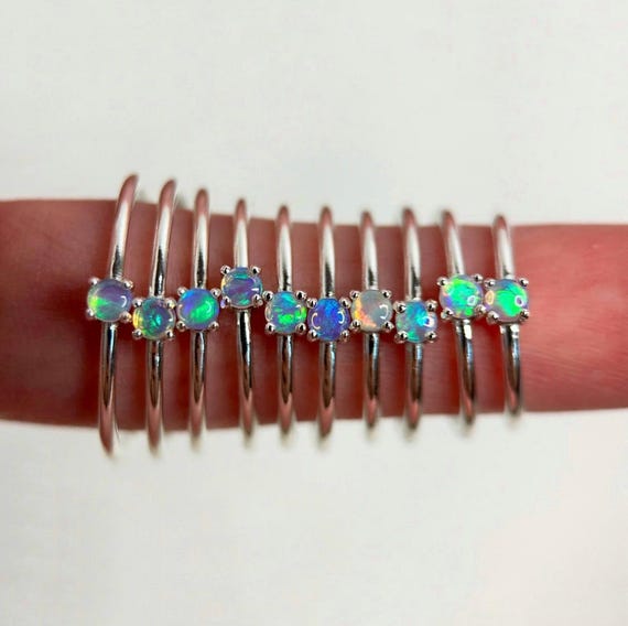 Sterling silver rings with Australian Crystal Opals