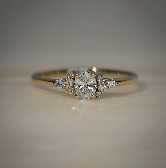 14K Gold Dew ring with Diamonds