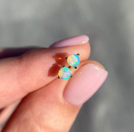 Custom made 14K Yellow or Rose gold earrings with Australian crystal opals