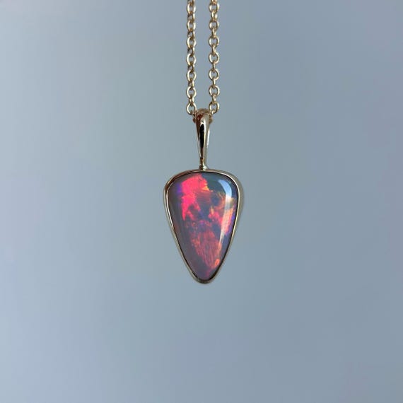 14K Gold pendant with Australian Dark Opal