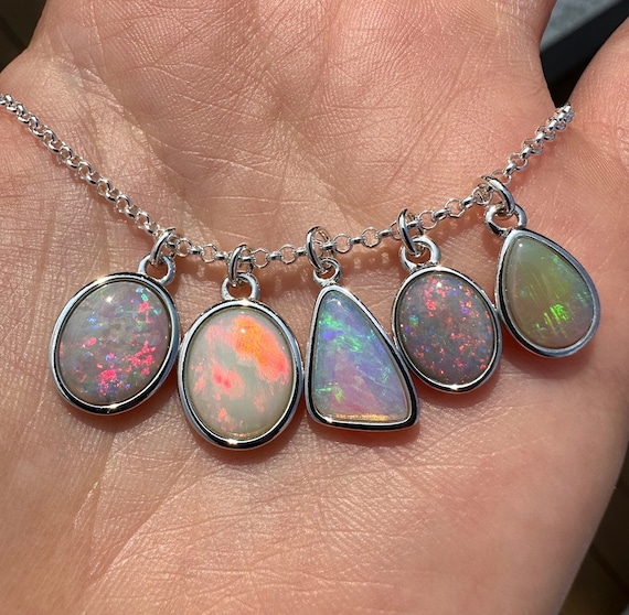 Sterling silver pendants with Australian opals