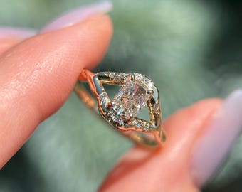 14K Yellow gold Theia ring with Champagne Diamond SZ 6