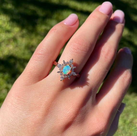 Custom made rings with Australian Opals and Diamonds