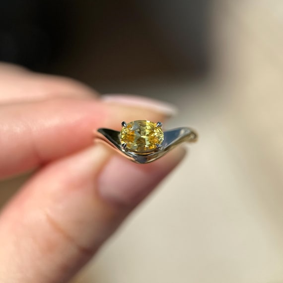 14K Yellow and White gold Caia ring with Yellow Sapphire SZ 5