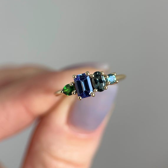 14K Yellow Gold & Tanzanite Fusion Ring SZ 7