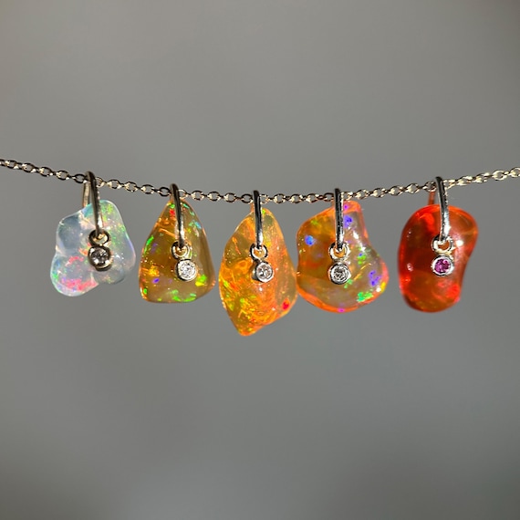 Freeform Mexican Fire Opals Pendants