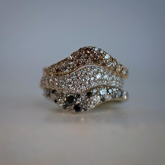Diamond Pavé Trio Rings in 14K Gold
