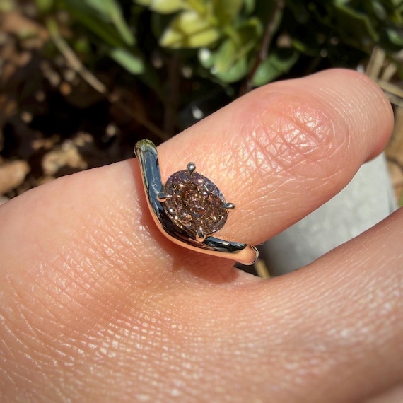 GIA certified brown oval diamond pinky ring - Custom-made Mini Caia
