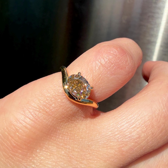 GIA certified brown oval diamond pinky ring - Custom-made Mini Caia