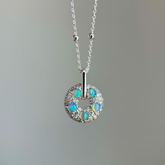Custom made Australian Opal & Diamond Donut Pendant