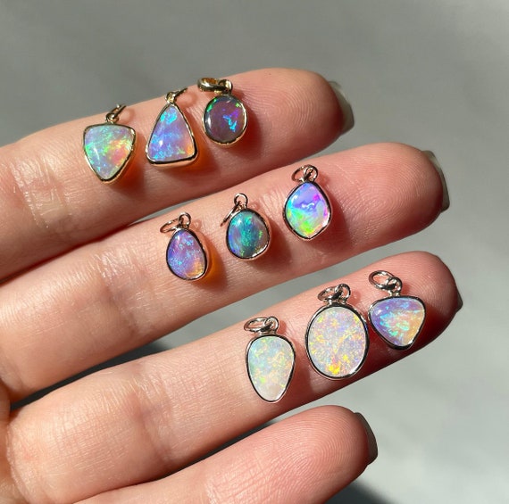 14K Yellow gold, 14K Rose gold or Sterling silver pendants with Australian opals