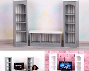 1/6 scale doll Bookcase, Miniature doll furniture TV stand, Bookshelf, dollhouse furniture, miniature shelves, BJD