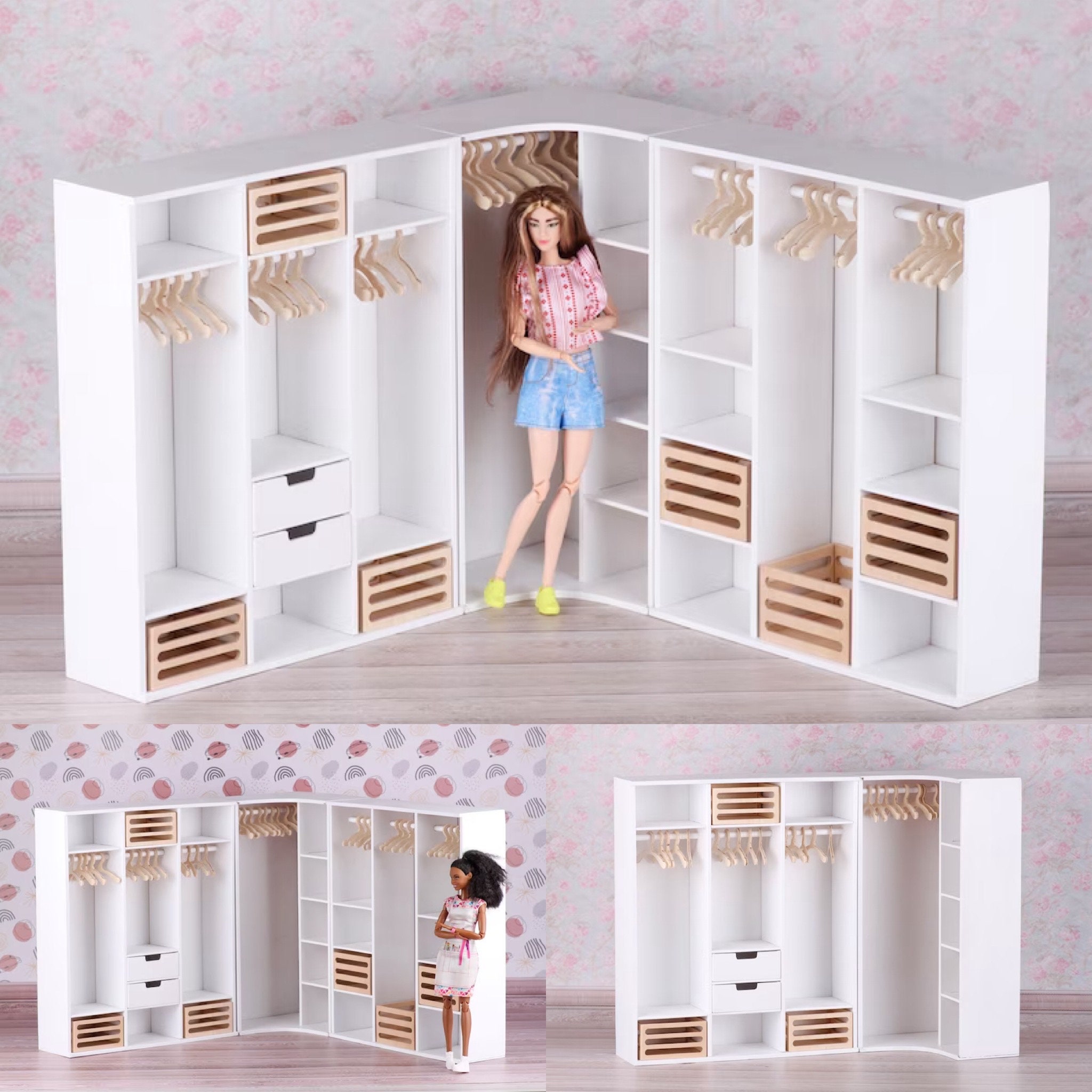 BARBIE DOLL CLOTHES & ACCESSORIES CLOSET WARDROBE ORGANIZER DRESSER GIRL  TOYS