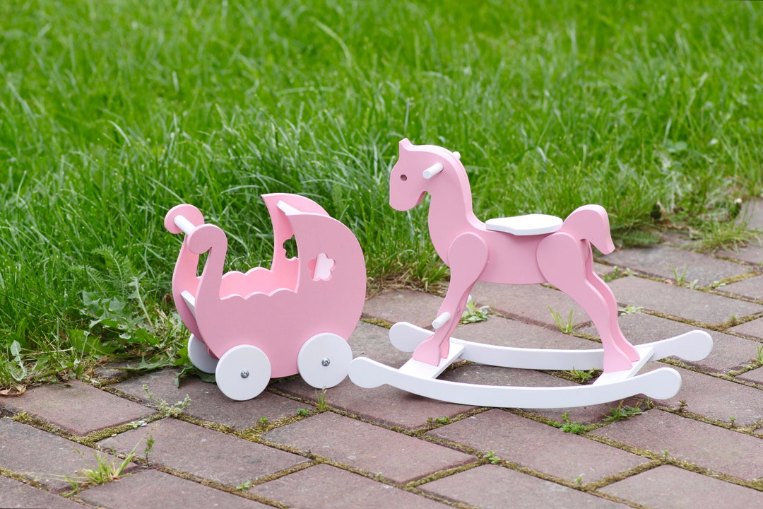 Wooden Toys for Doll Room Rocking Horse Miniature Pram - Etsy Canada