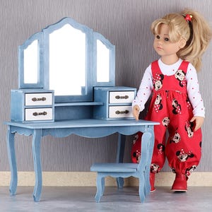 18 inch doll dressing table, chair