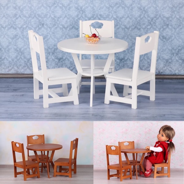 Meubles de poupée, table/chaises, cuisine de poupée, boîte de chambre de poupée, meubles de maison de poupée