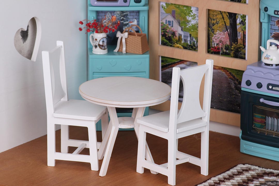 1/6 Scale Round Dining Table + 2 Chairs for 12” Doll - Etsy