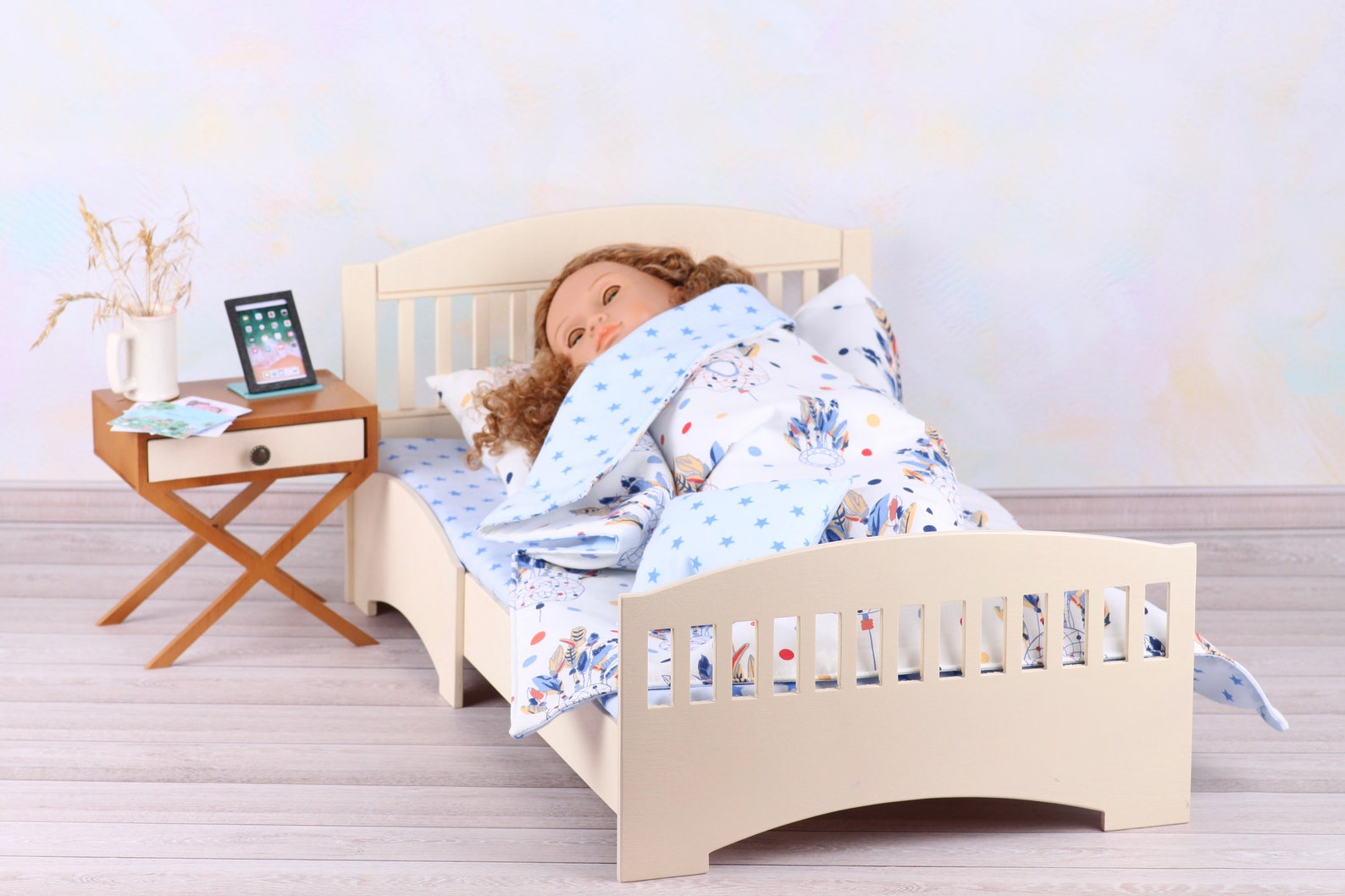 18 inch doll Bed. Wood bed for American dolls Gotz Meadow. Etsy