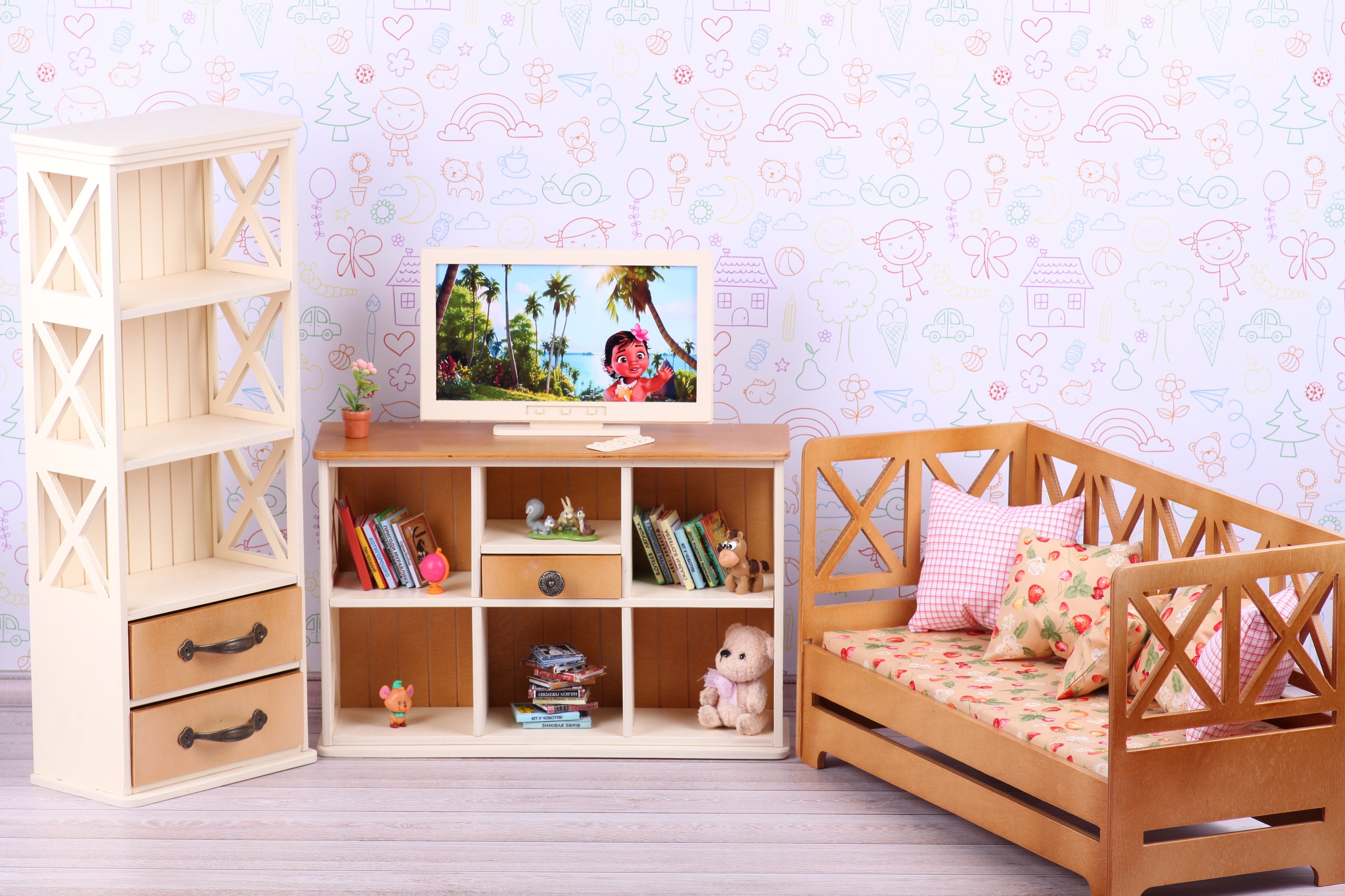 18inch doll bookshelf. Doll furniture dollhouses roombox Etsy