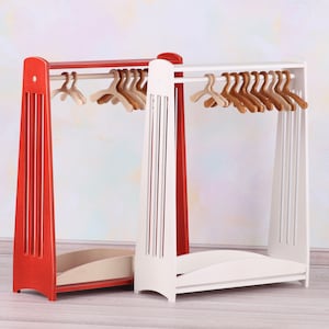 Kleiderstange 1/6 mit Schuhablage, Puppenschrank, Möbel 30 cm, Miniatur Kleiderstange, Puppenhaus, Puppenhaus, 1/6 Möbel