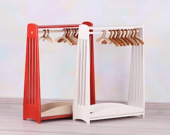 1/6 scale Clothes Rack with shoe storage, doll wardrobe, 12” furniture, miniature clothes bar, dollcloset, dollhouse, 1/6 scale furniture