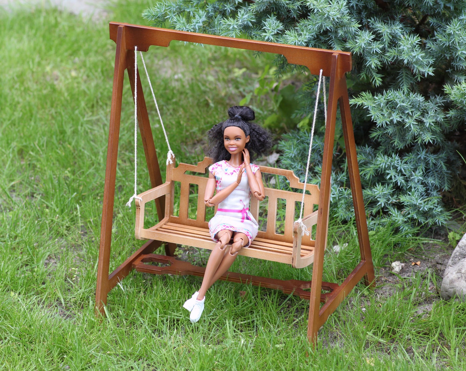 1/6 scale doll swing Barbie doll furniture Dollhouse wood Etsy