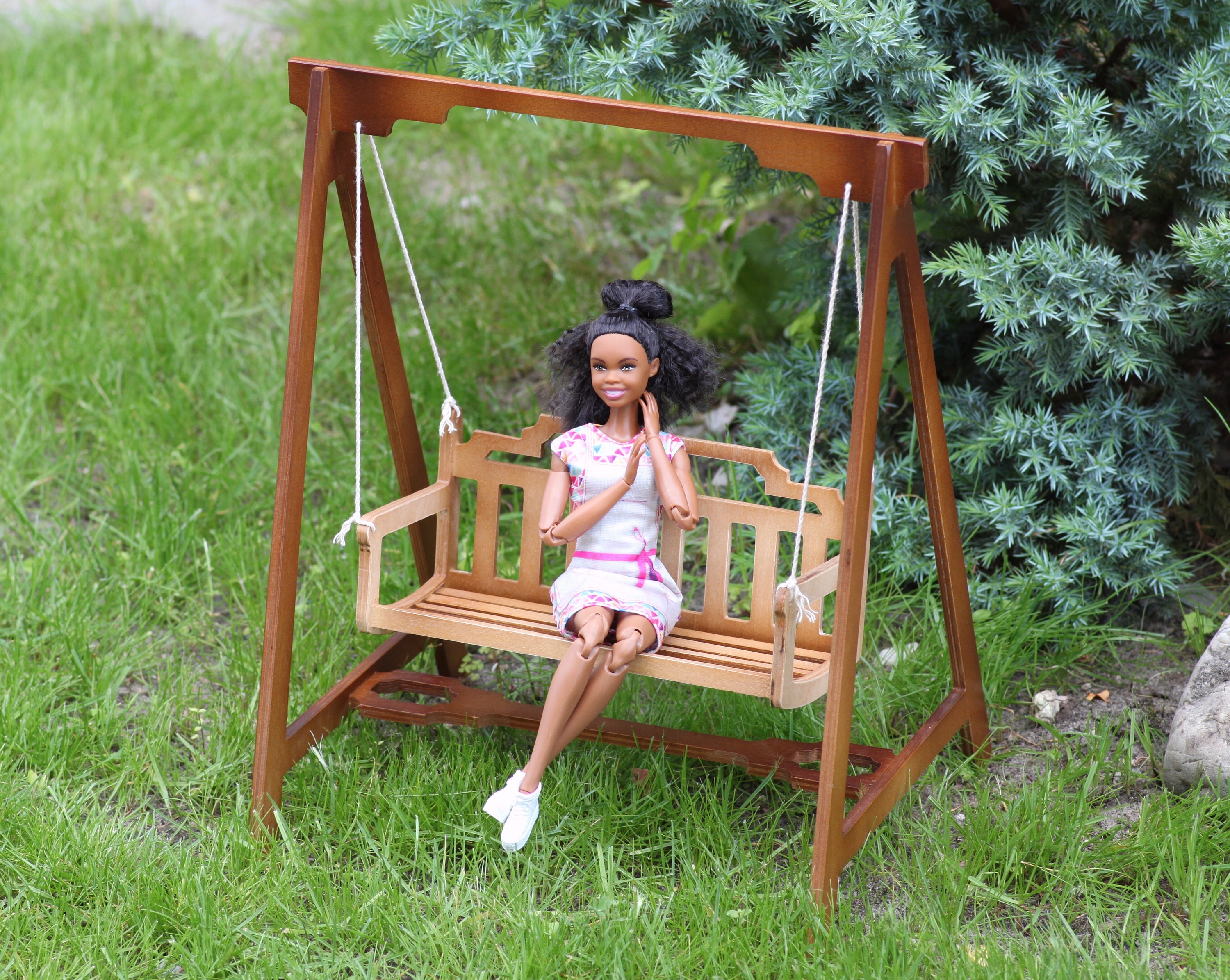 1/6 scale doll swing Barbie doll furniture Dollhouse wood Etsy