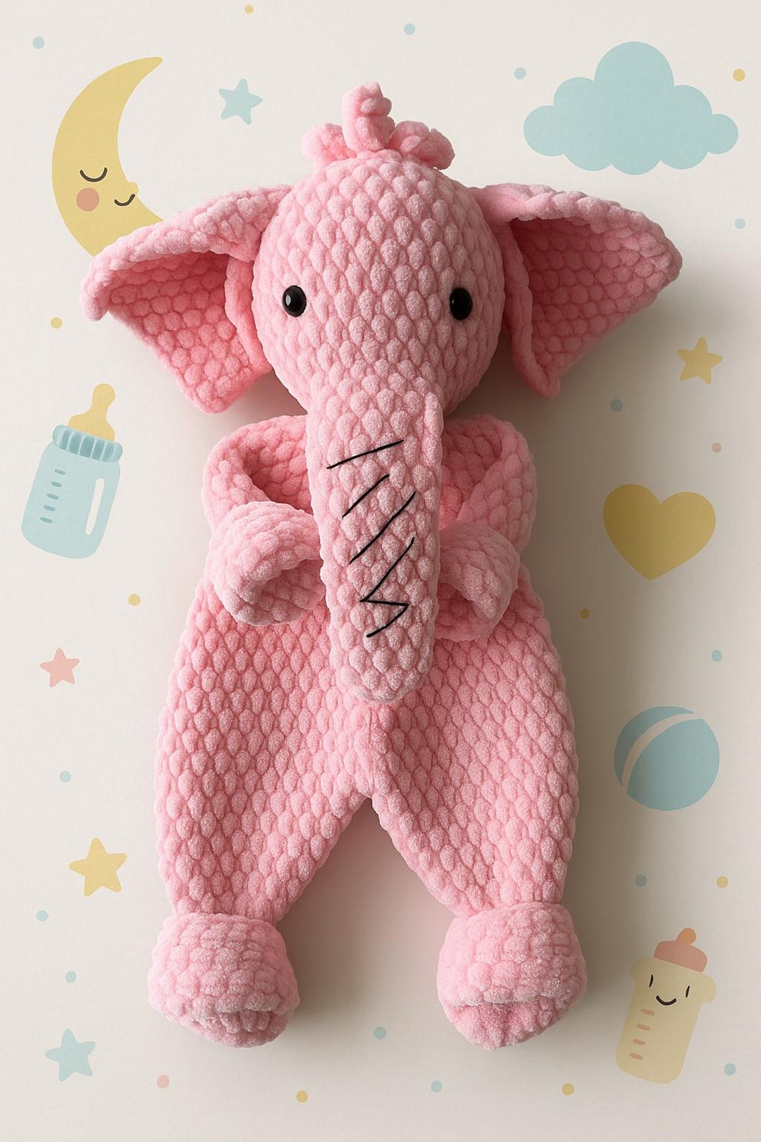 Crochet Elephant Lovey: Handmade Plush Cuddle Toy - Purple & Gray - Etsy