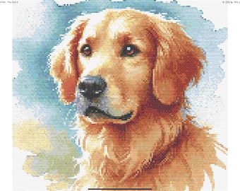 Golden Retriever Kreuzstichmuster - Sofort PDF Download