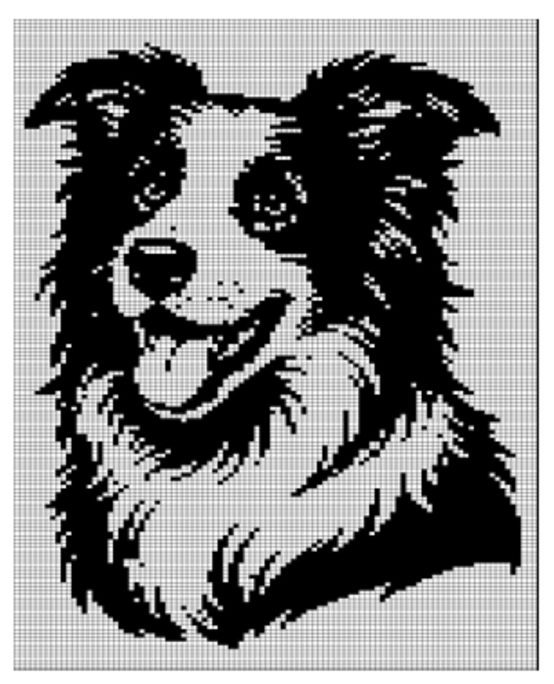 Dog Graphgan Patterns Border Collie Crochet Pattern, Dog Graphghan Pattern, C2C Tapestry ...