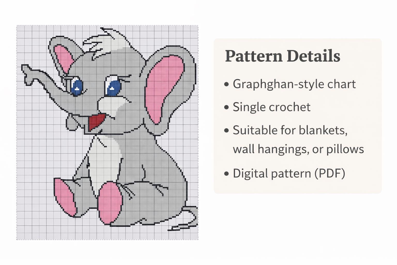 Baby Elephant Crochet Graphghan Pattern - Etsy