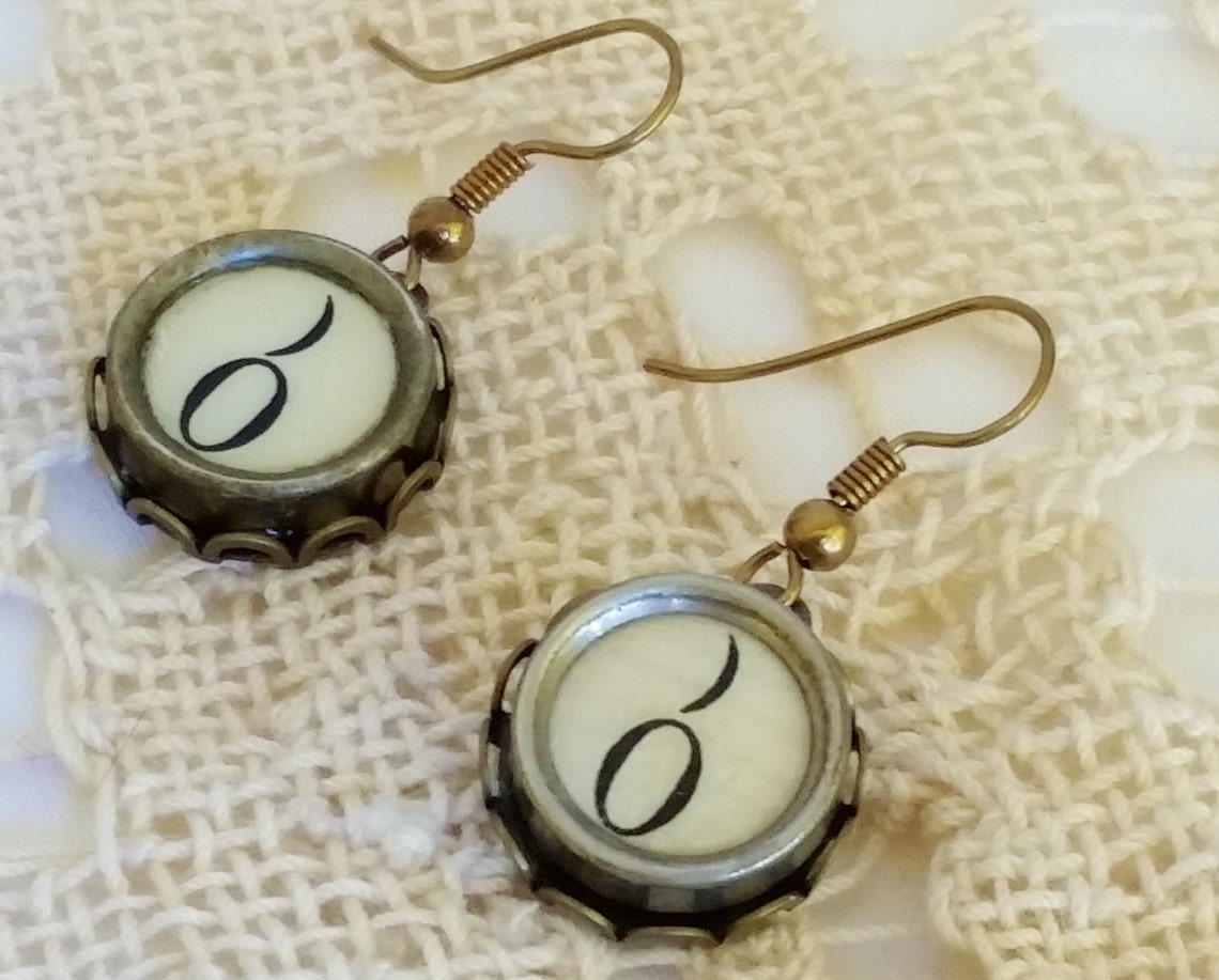 Brass Drop Typewriter Key Earrings Antique Typewriter Key Etsy