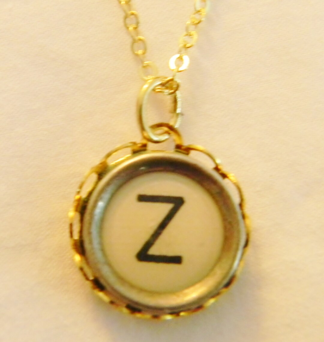 Typewriter Necklace Key Z Gold Plated 18 Inch Chain Typewriter Etsy