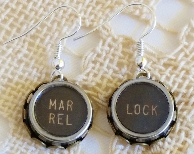 Antique Black Typewriter Key Earrings MAR REL and LOCK Etsy