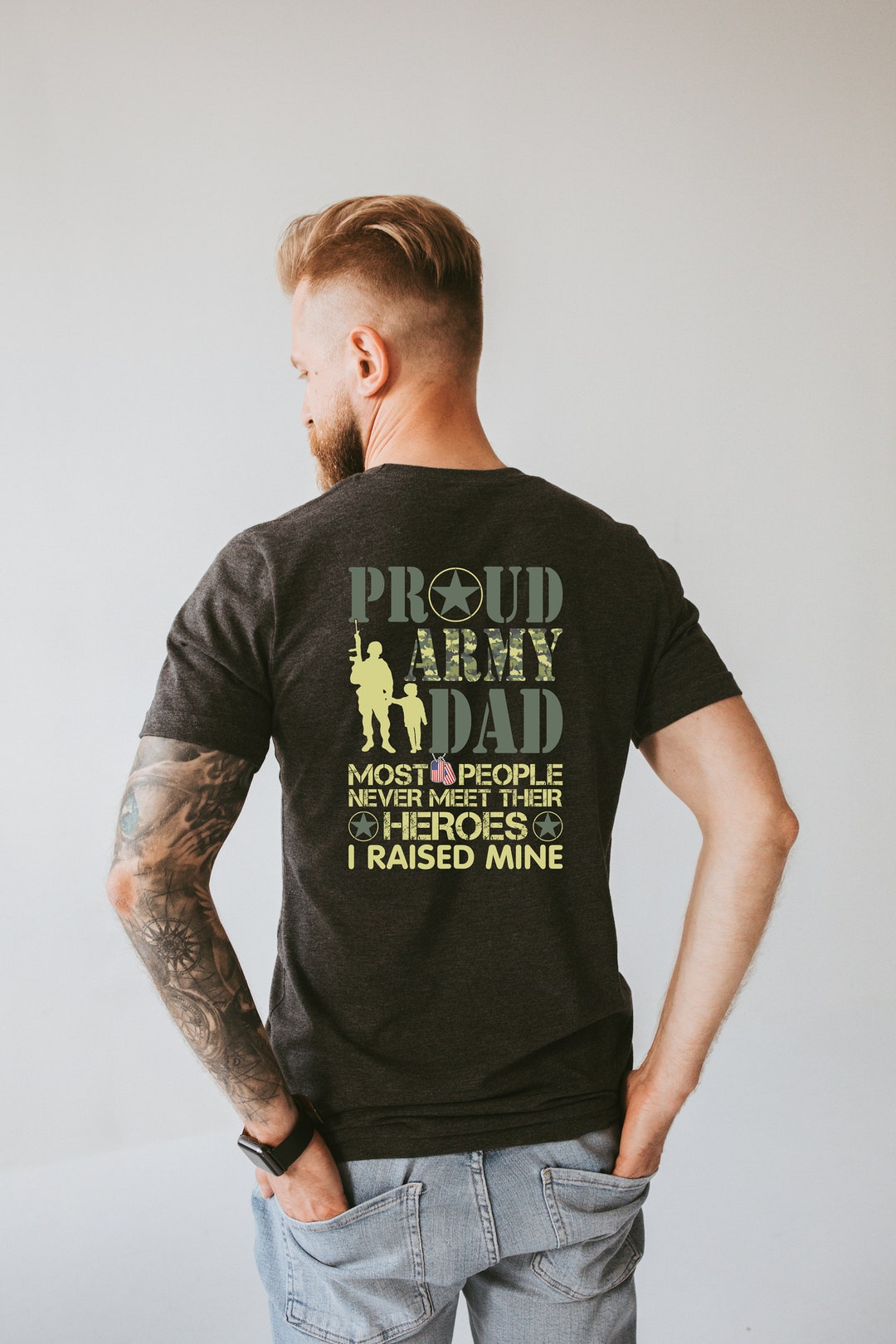 Army Dad Tshirt, DESIGN on BACK ONLY, Army Camo, Gift for Dad
