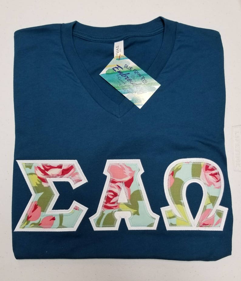 Customized your Floral Sorority Greek Letter V-Neck Shirts FL5