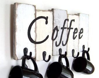 Coffee Cup Holder, Kitchen Storage, Coffee Mug Holder, Mug Rack, Rustic Farmhouse Décor, Housewarming Gift, Kitchen Decor, Christmas Gift