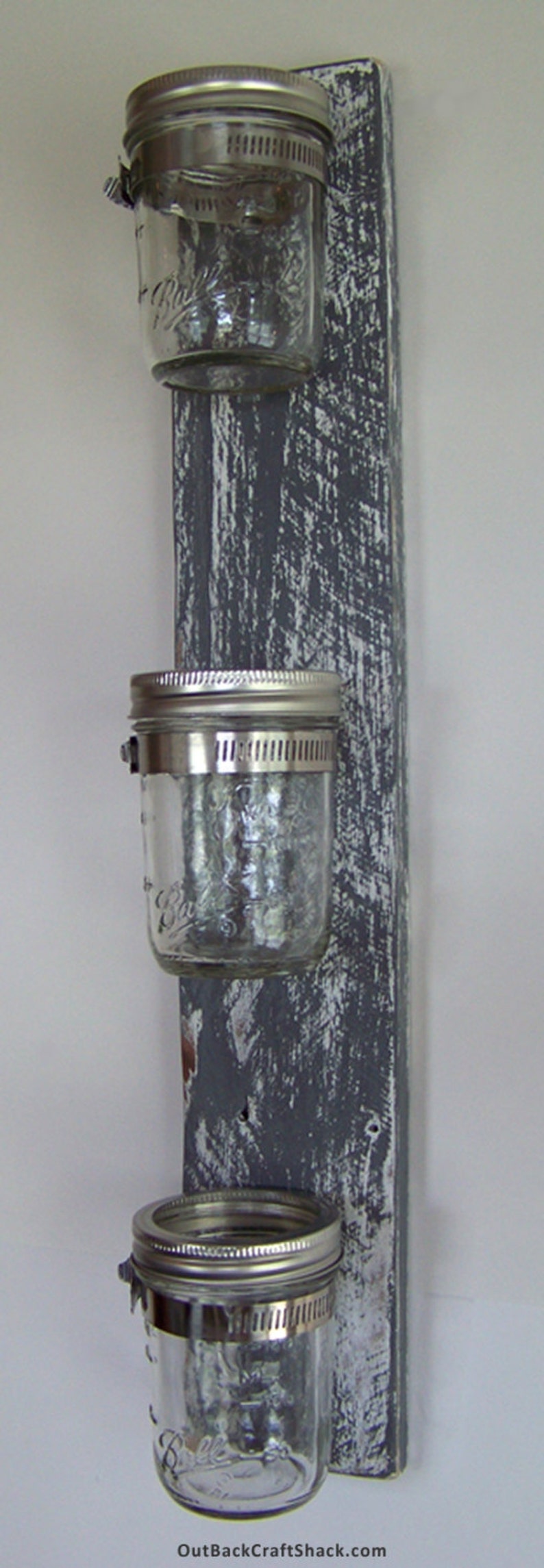 Mason Jar Decor Bathroom Organizer 3 Jar Vertical Toothbrush Etsy
