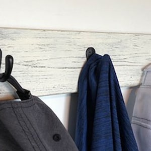 Wall Mounted Coat Rack, Rustic Antique White Decor, Coat Hooks, Wooden Coat Rack, Shabby Decor; Handmade in USA; Great Mother&#39;s Day Gift!