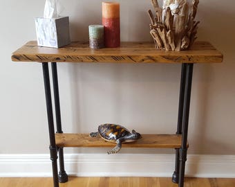 Rustic Entryway Table; Entryway Furniture; Industrial Decor; Rustic Decor; Hand Made in USA with Pipe made in USA; Great Christmas gift!