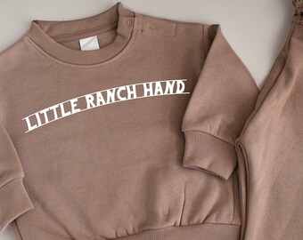Little ranch hand baby jumper, Baby western style sweatshirt, Toddler crewneck howdy design, Cotton fleece pullover, First birthday gift