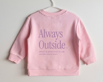 Adventure Kids Crewneck Sweatshirt, Warm toddler jumper, Simple kids pink sweatshirt, Girls birthday present, First birthday gift kids