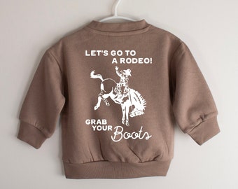 Baby rodeo pullover crewneck, Western style kids jumper, First birthday gift, Baby cowboy sweatshirt, Beige baby crewneck, Baby shower gift