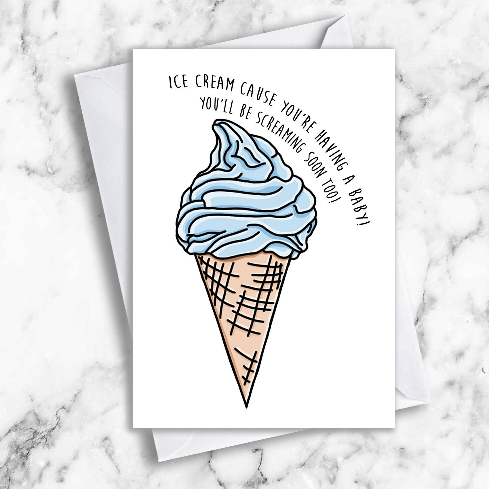 Ice Cream Pun Card Funny Pregnancy Congratulations Card Etsy