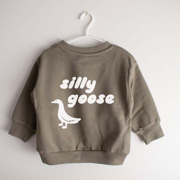 Bubble text children's sweatshirt, First birthday gift, Baby shower present, Toddler crewneck pullover, Baby jumper, Silly Goose Baby Jumper