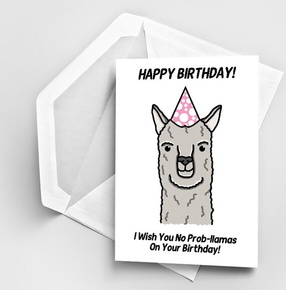 Llama Birthday Card Party Llama Card Funny Birthday Card | Etsy